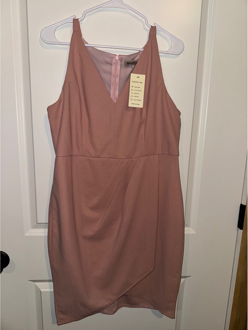 Manydress Pink Sleeveless V-Neck Wrap Dress XL